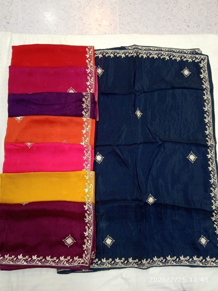Silk handwork sarees in a set of colours